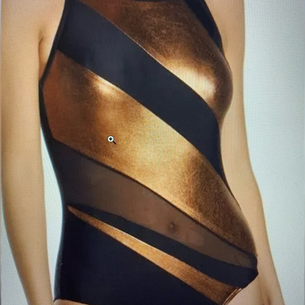 NWT ~ NICOLE MILLER Metallic/mesh black /copper SZ 8 swimsuit